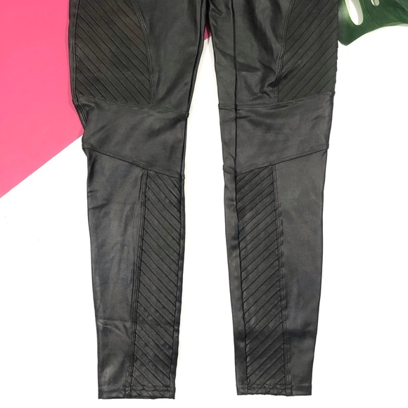 SPANX Gray Gunmetal Moto Faux Leather Leggings - Picture 3 of 5